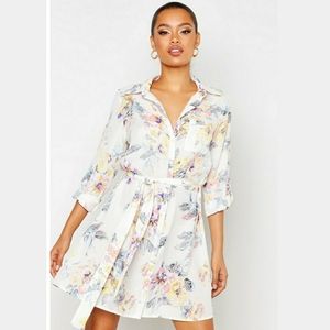 Boohoo Floral Shirt Dress